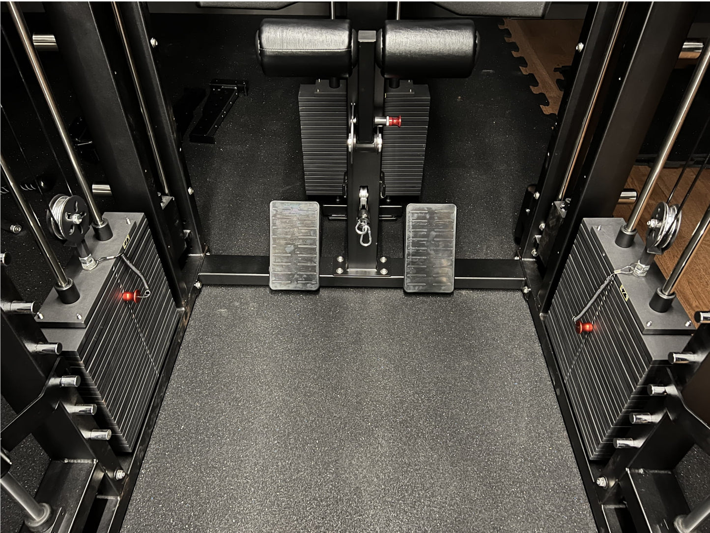 Multi Kraftstation Krypton Sport XF-405 PRO mit Smith-Maschine, 3 Gewichtsblöcke à 120 kg, Latzug, Dips, Landmine, Lever Arms, Gesamtgewicht 720kg, mattschwarz